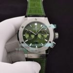 Swiss Replica Hublot Classic Fusion Green Dial Leather Strap Watch 45MM